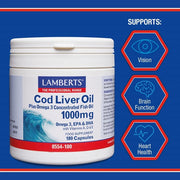 Lamberts Cod Liver Oil 1000mg - 180 Caps - RightNutri - Supplements
