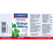 Lamberts Ginkgo 6000mg Extra High Strength - 180 Tabs - RightNutri - Supplements