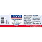 Lamberts L - Histidine Hci 500mg - 30 Caps - RightNutri - Supplements