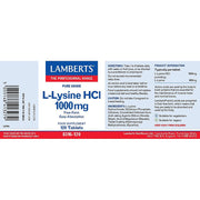 Lamberts L - Lysine 1000mg - 120 Tabs - RightNutri - Supplements