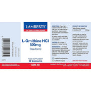 Lamberts L - Ornithine 500mg - 60 Caps - RightNutri - Supplements