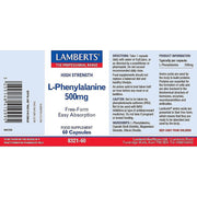 Lamberts L - Phenylalanine 500mg - 60 Caps - RightNutri - Supplements