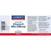 Lamberts Natural Vitamin E 400 I.U. - 180 Caps - RightNutri - Supplements
